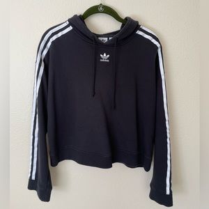 Adidas Cropped Logo Hoodie in Black